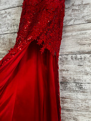 RED/FLORAL LONG EVENING GOWN