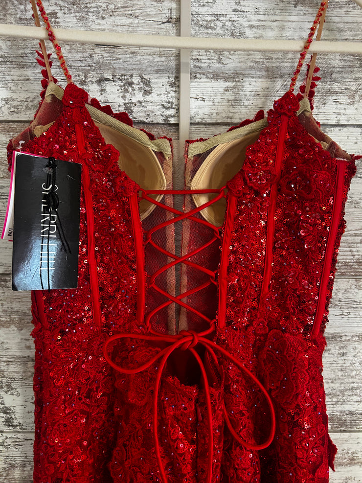 RED/FLORAL LONG EVENING GOWN