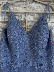 BLUE/FLORAL A LINE GOWN