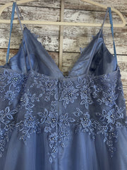 BLUE/FLORAL A LINE GOWN