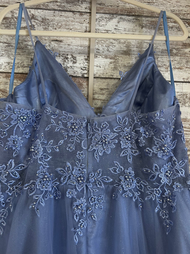 BLUE/FLORAL A LINE GOWN