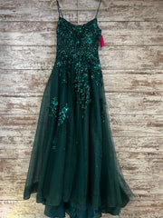 GREEN SPARKLY A LINE GOWN