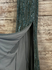 GREEN BEADED LONG EVENING GOWN