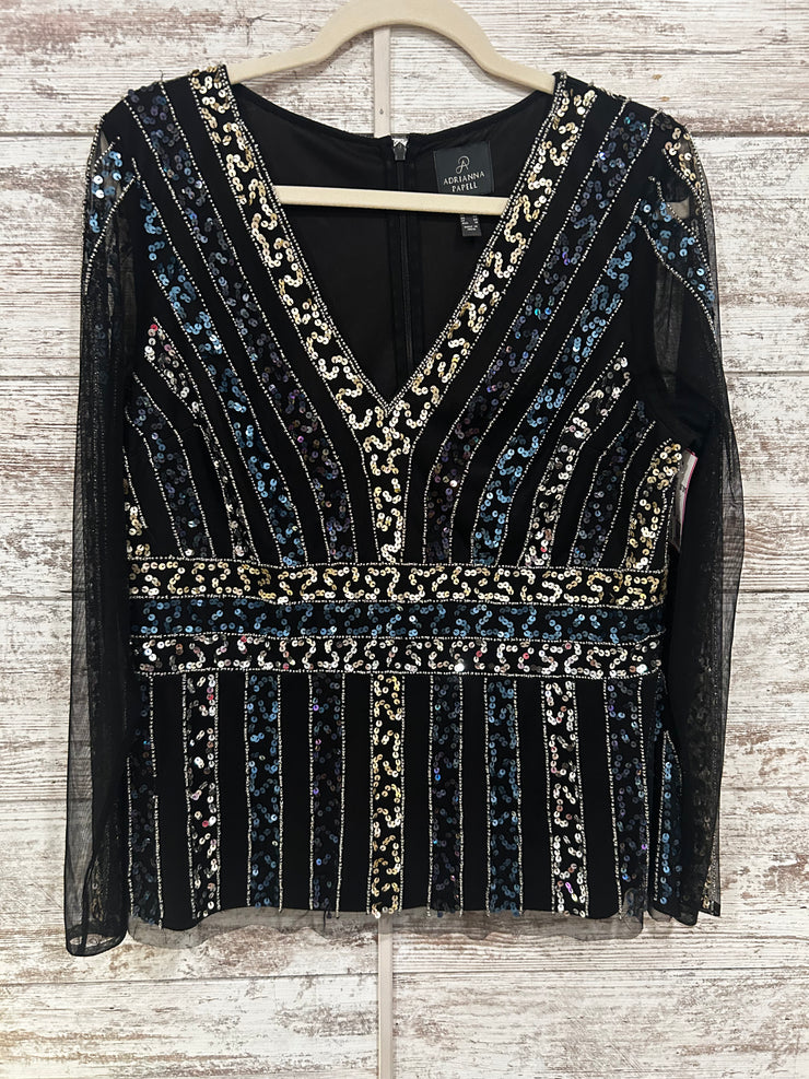 BLACK SEQUIN LONG SLEEVE TOP