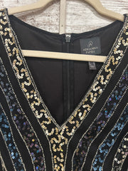 BLACK SEQUIN LONG SLEEVE TOP