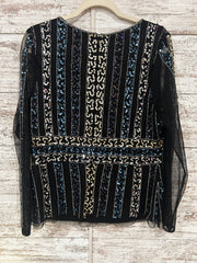 BLACK SEQUIN LONG SLEEVE TOP