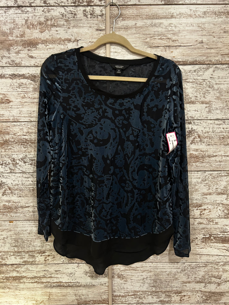 BLACK/BLUE SHEER TOP