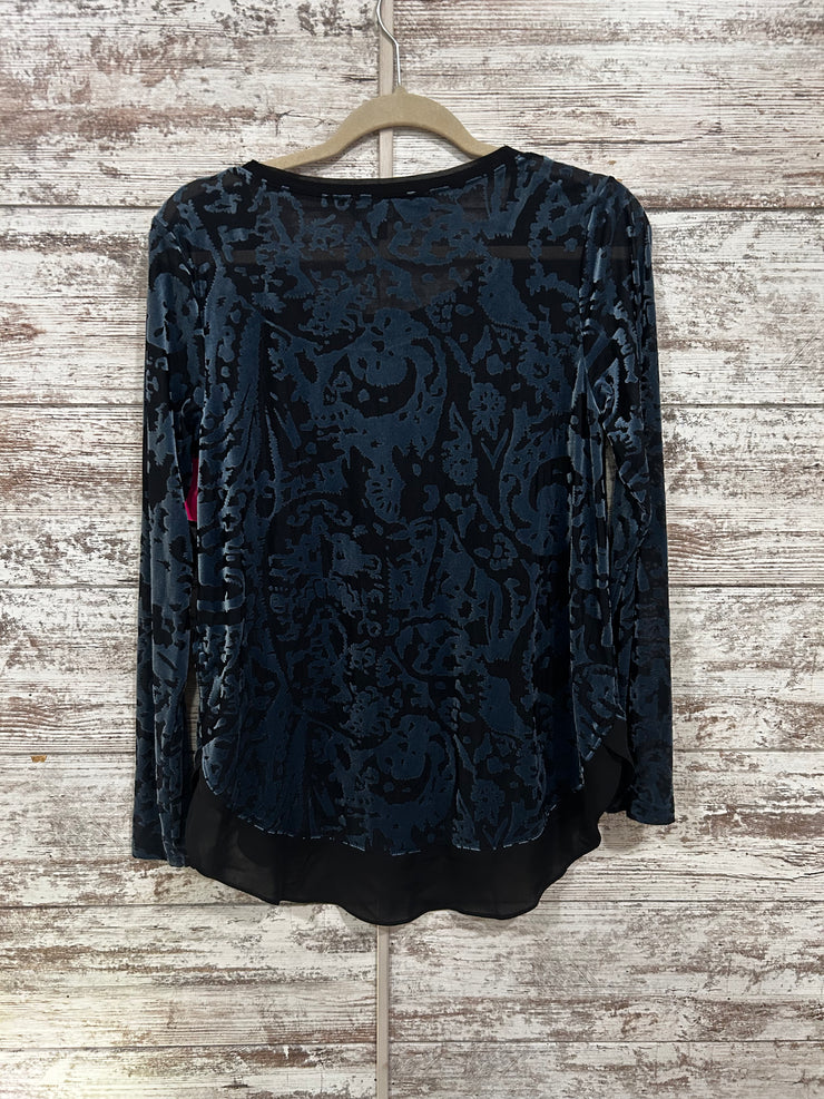 BLACK/BLUE SHEER TOP