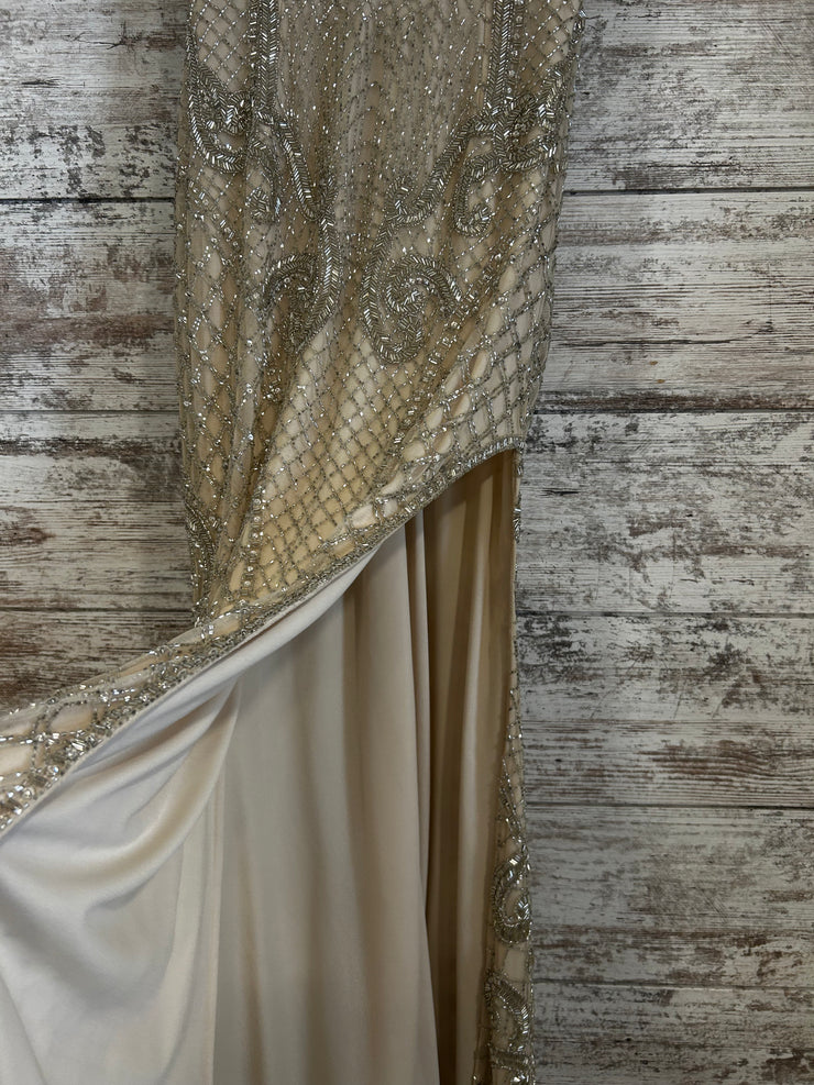 GOLD BEADED LONG EVENING GOWN