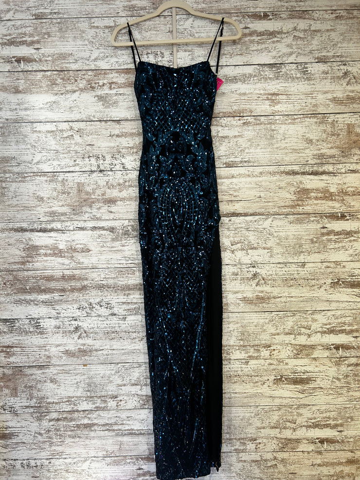 BLACK/BLUE SPARKLY LONG DRESS