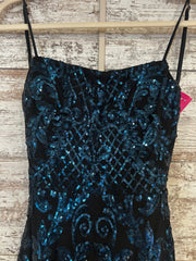 BLACK/BLUE SPARKLY LONG DRESS