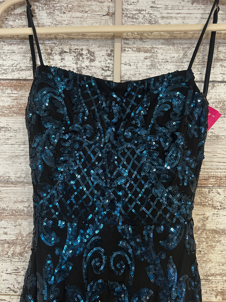 BLACK/BLUE SPARKLY LONG DRESS