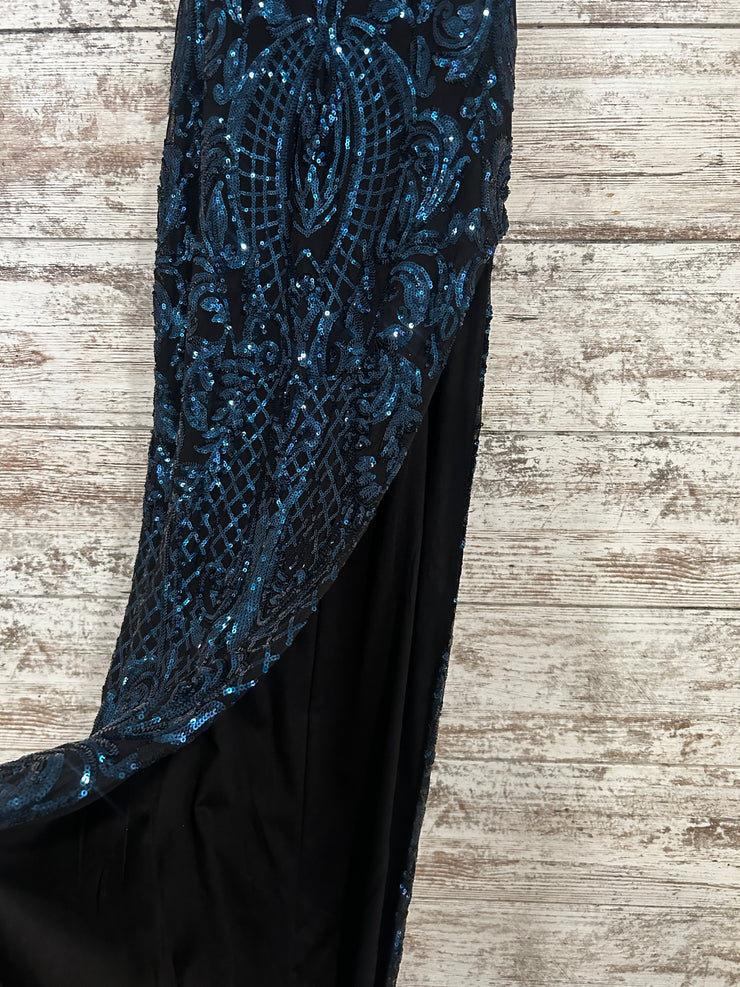 BLACK/BLUE SPARKLY LONG DRESS