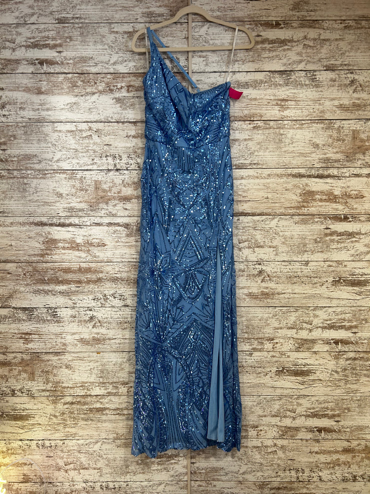 BLUE SPARKLY LONG EVENING GOWN