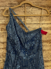 BLUE SPARKLY LONG EVENING GOWN