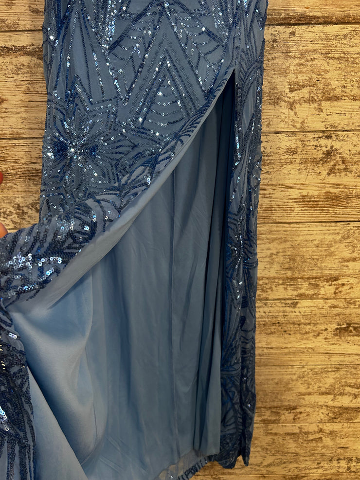 BLUE SPARKLY LONG EVENING GOWN