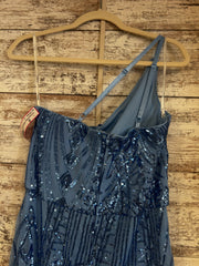 BLUE SPARKLY LONG EVENING GOWN