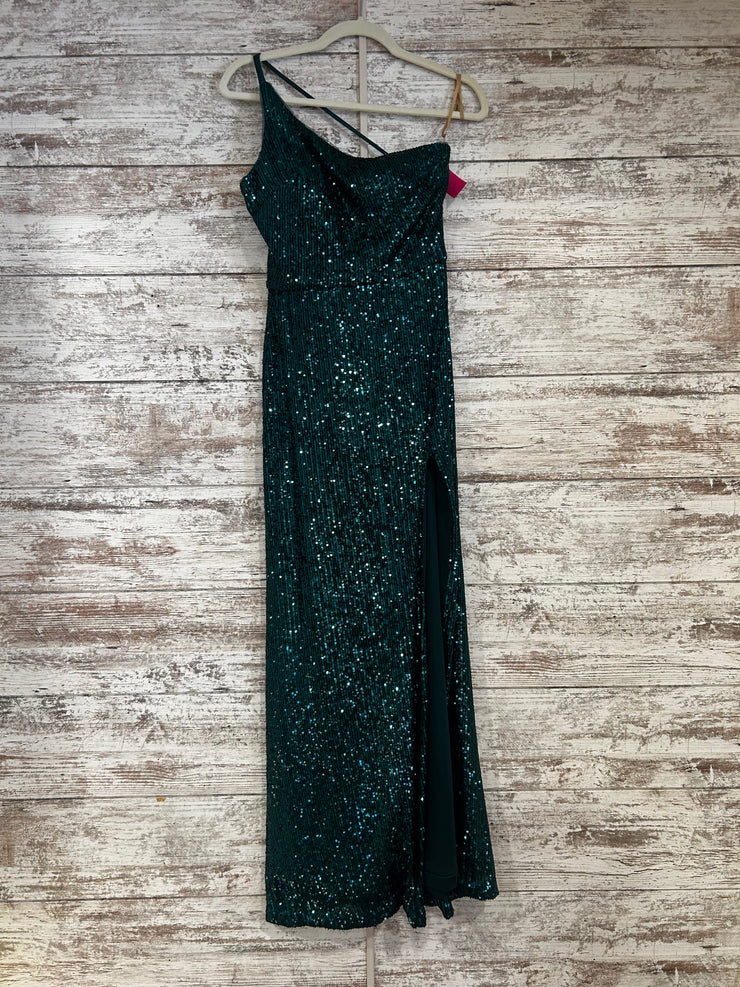 GREEN SPARKLY LONG DRESS