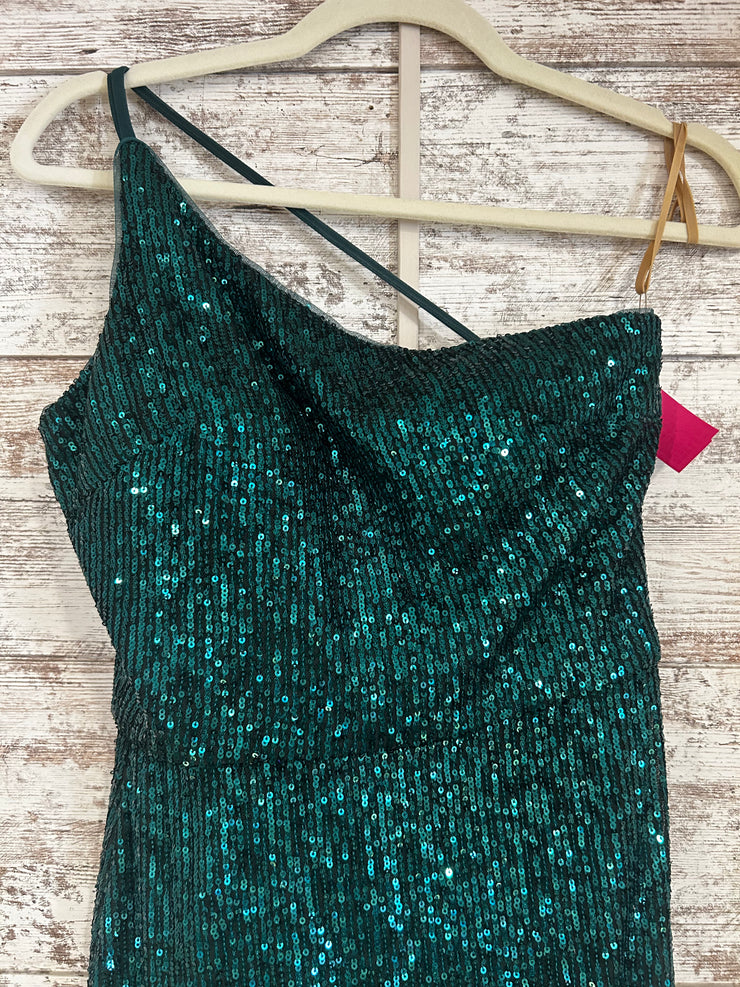 GREEN SPARKLY LONG DRESS