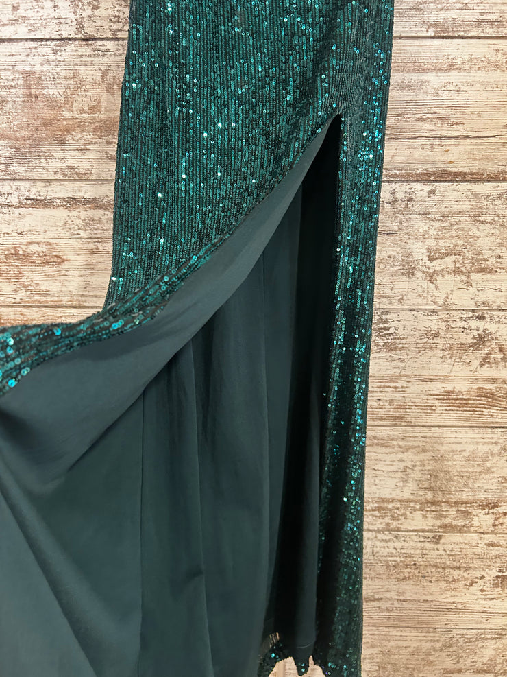 GREEN SPARKLY LONG DRESS