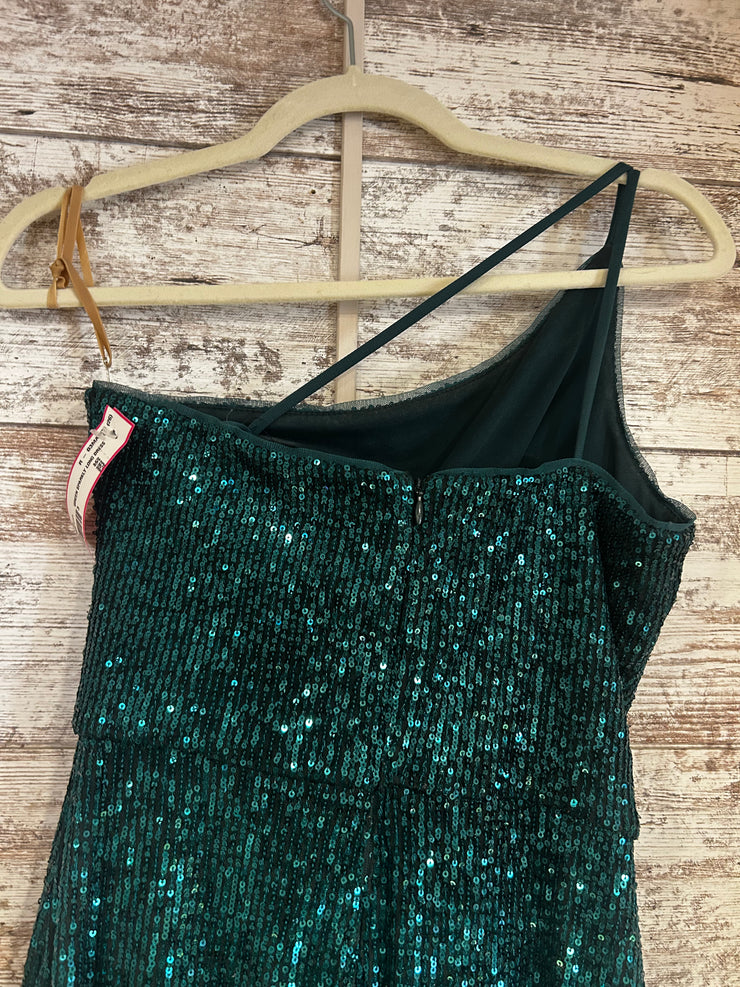GREEN SPARKLY LONG DRESS