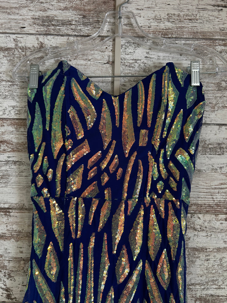 ROYAL BLUE/SILVER SPARKLY DRES