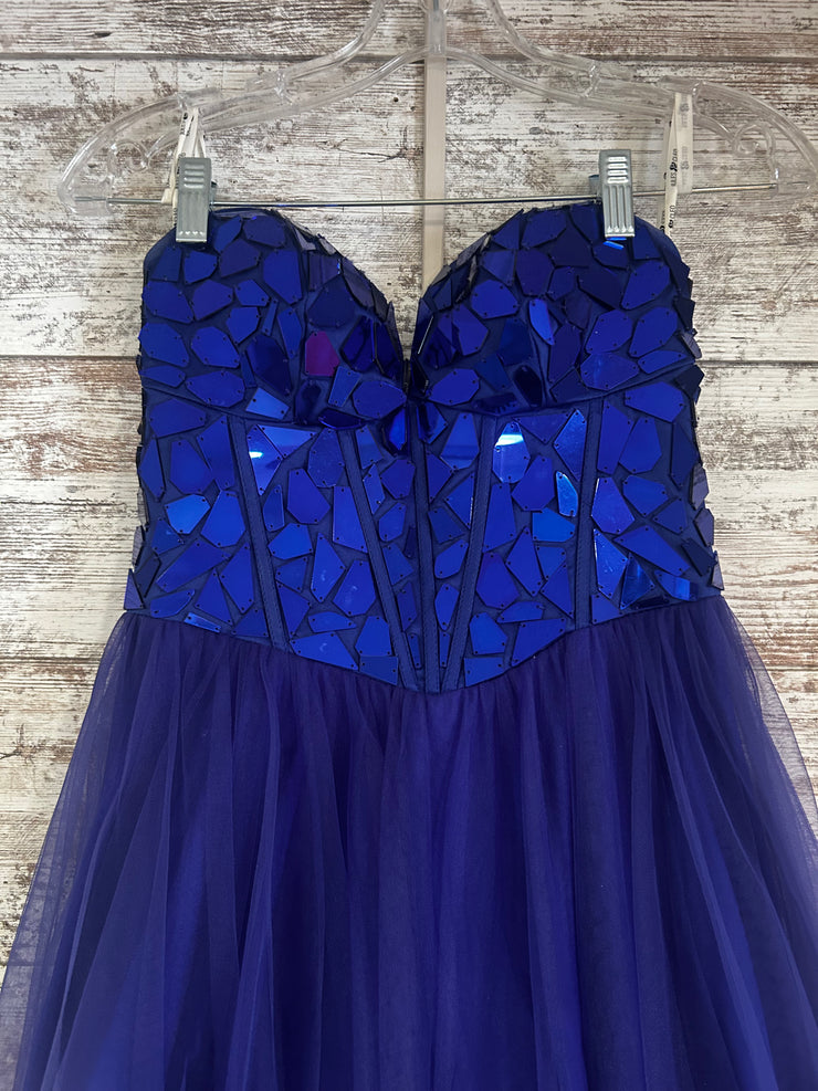 ROYAL BLUE/MIRROR A LINE GOWN