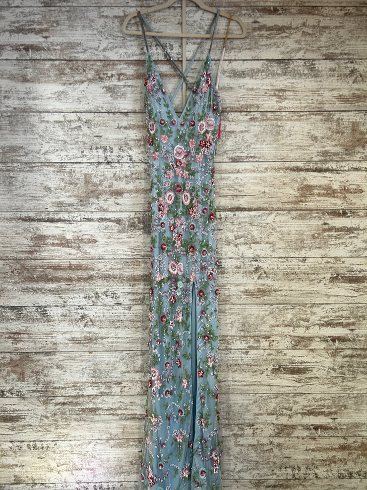 BLUE/FLORAL LONG DRESS (NEW)