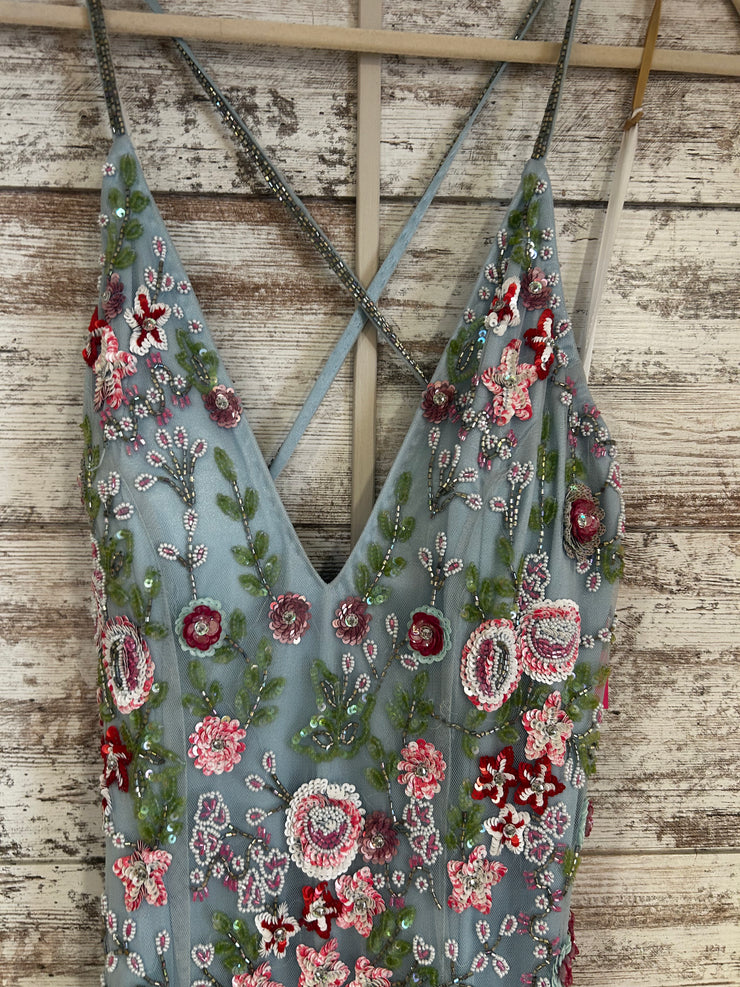 BLUE/FLORAL LONG DRESS (NEW)