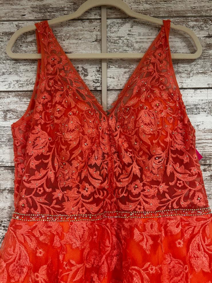 CORAL/FLORAL A-LINE GOWN