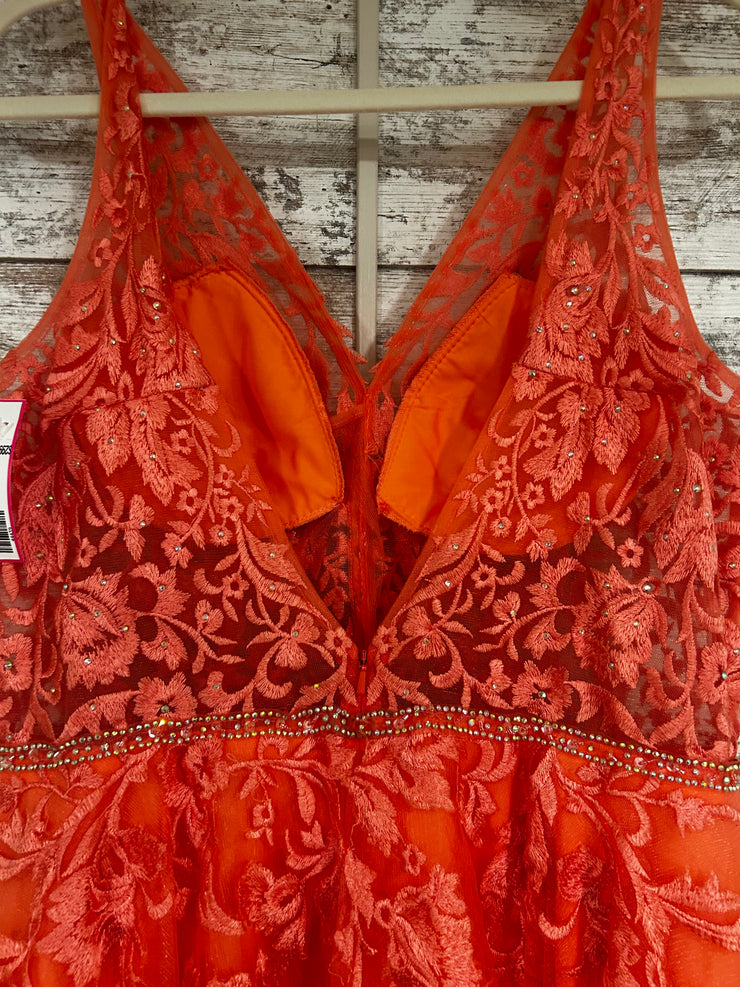 CORAL/FLORAL A-LINE GOWN
