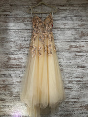 PEACH/FLORAL A LINE GOWN