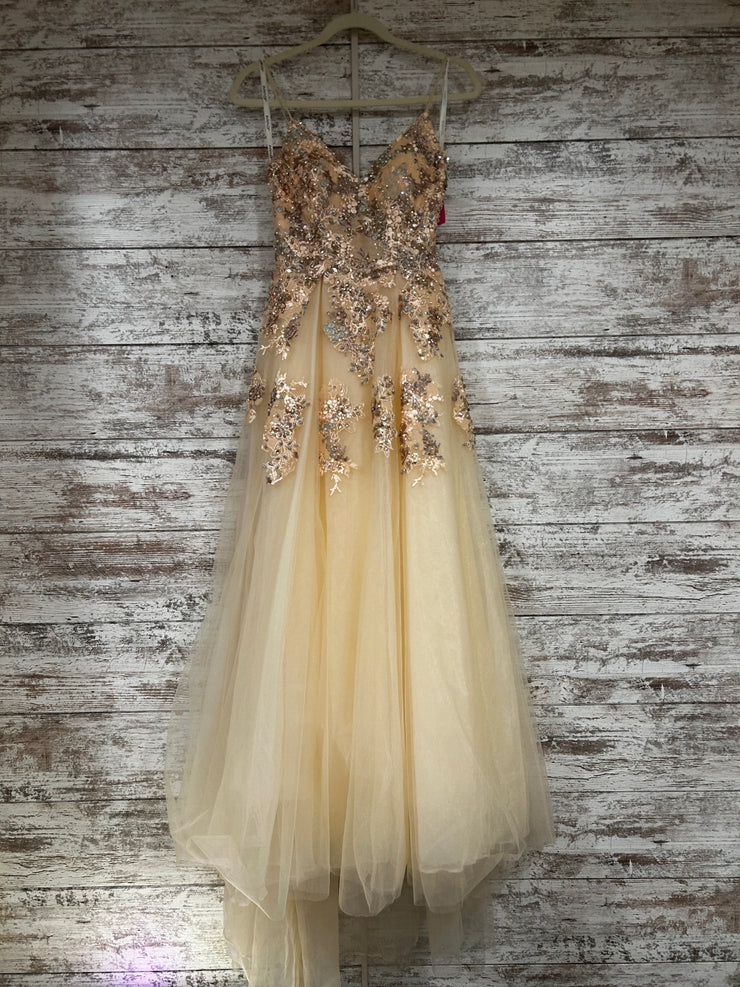 PEACH/FLORAL A LINE GOWN