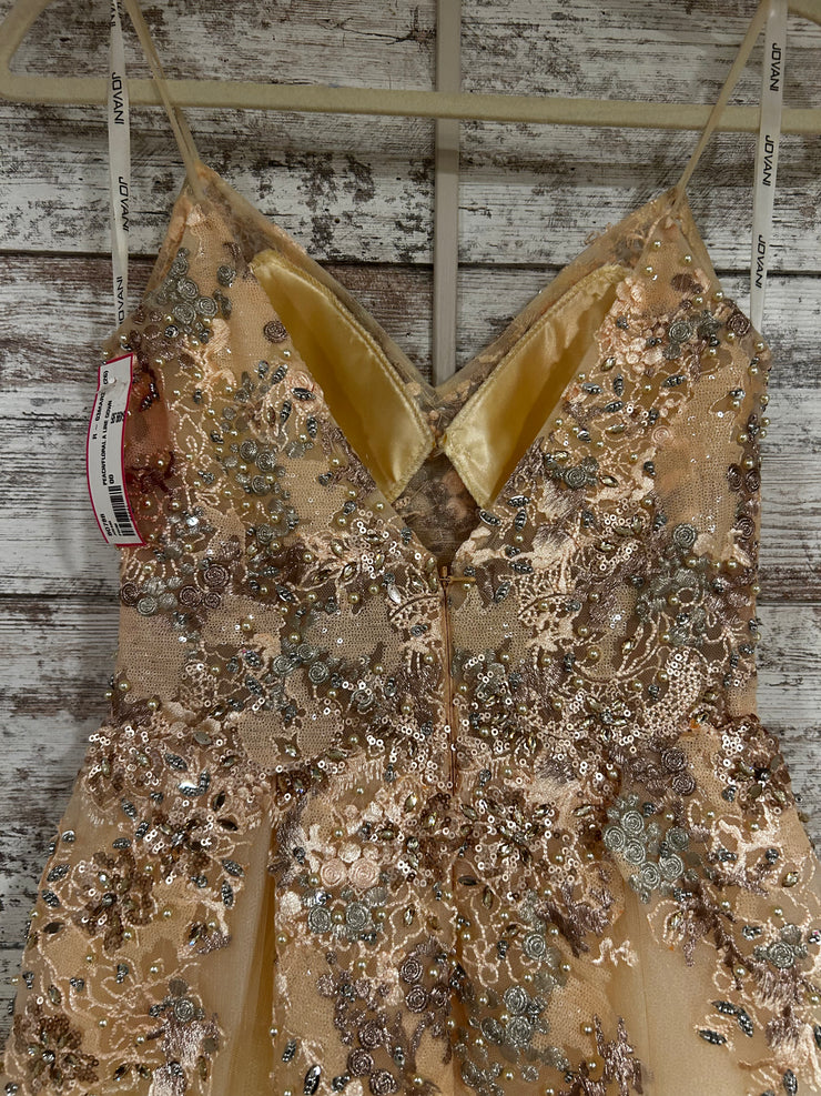 PEACH/FLORAL A LINE GOWN