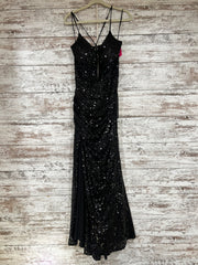 BLACK SEQUIN LONG EVENING GOWN