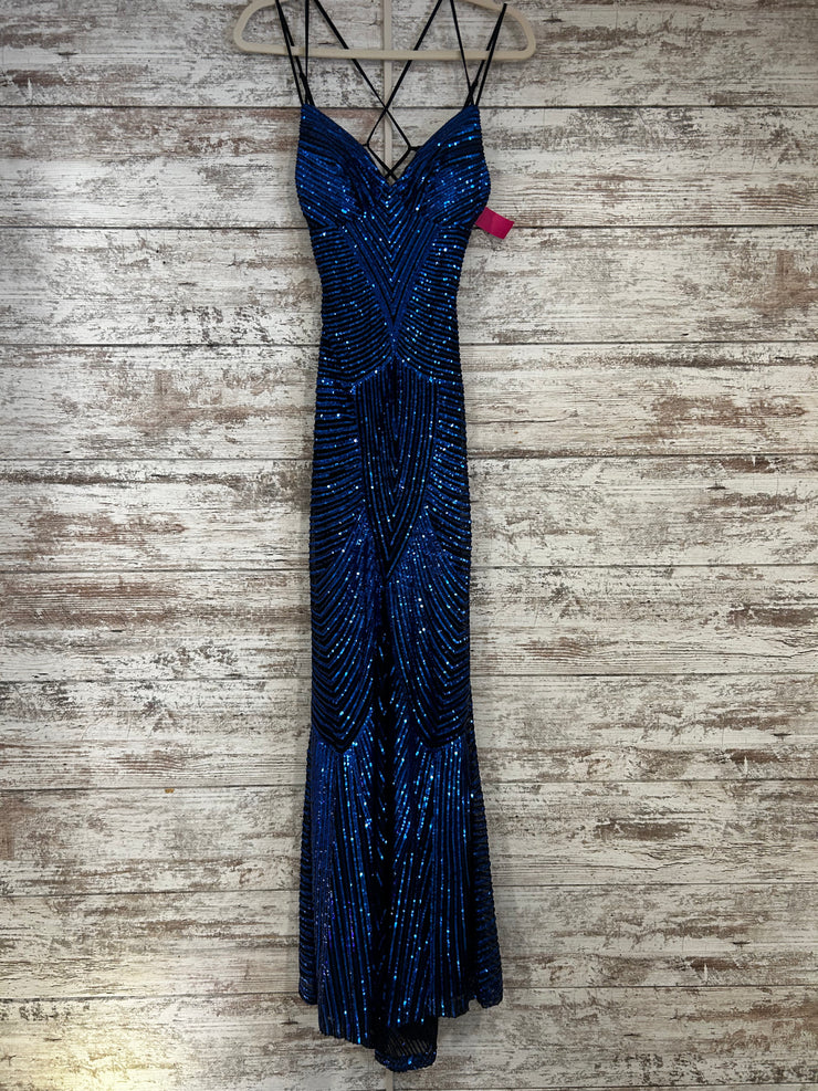 ROYAL BLUE/BLACK SPARKLY DRESS
