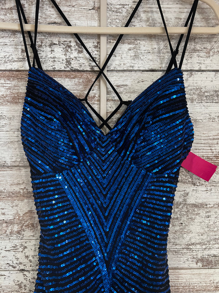 ROYAL BLUE/BLACK SPARKLY DRESS