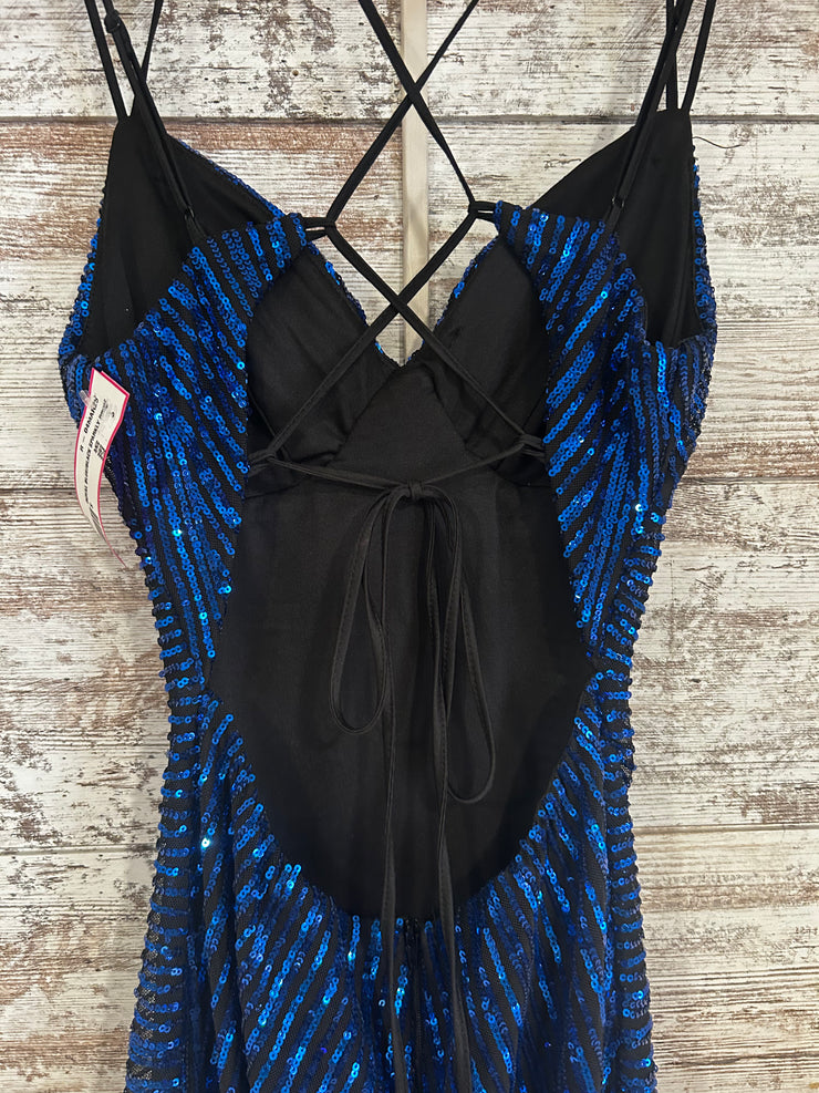 ROYAL BLUE/BLACK SPARKLY DRESS