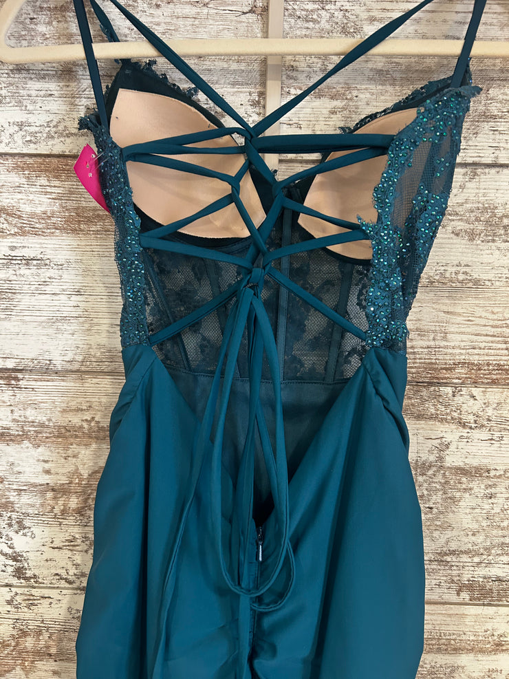 GREEN/TEAL LONG EVENING GOWN