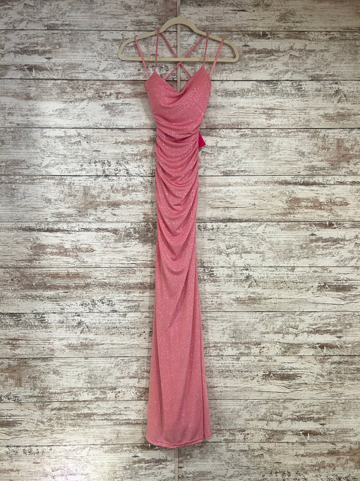 PINK SPARKLY LONG EVENING GOWN
