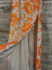 ORANGE/WHITE SEQUIN LONG DRESS