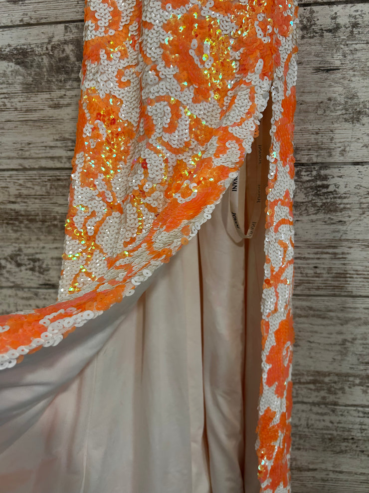 ORANGE/WHITE SEQUIN LONG DRESS