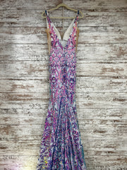 BLUE/WHITE SPARKLY LONG DRESS
