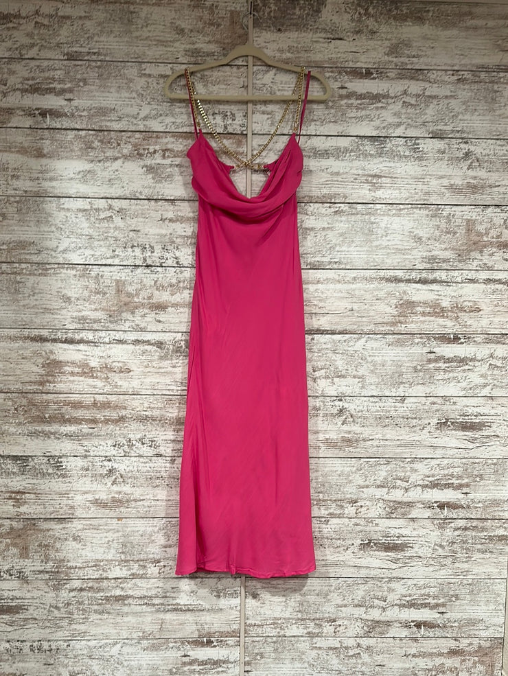 PINK FITTED MIDI COTTON DRESS