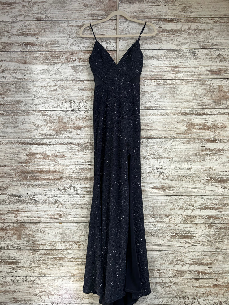 GRAY SPARKLY LONG EVENING GOWN