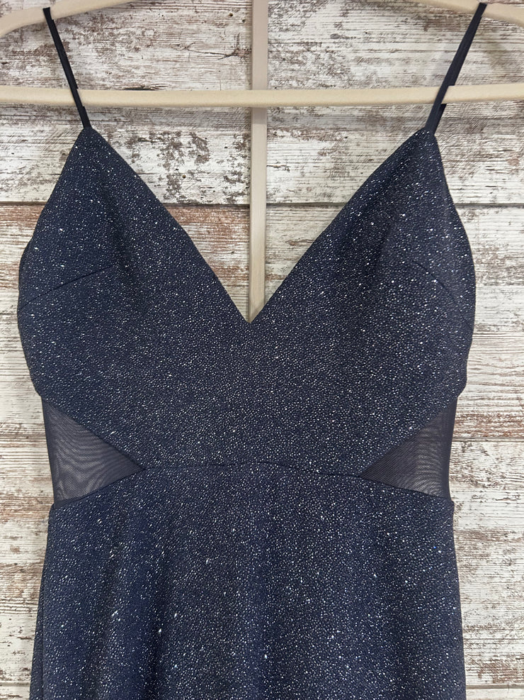 GRAY SPARKLY LONG EVENING GOWN
