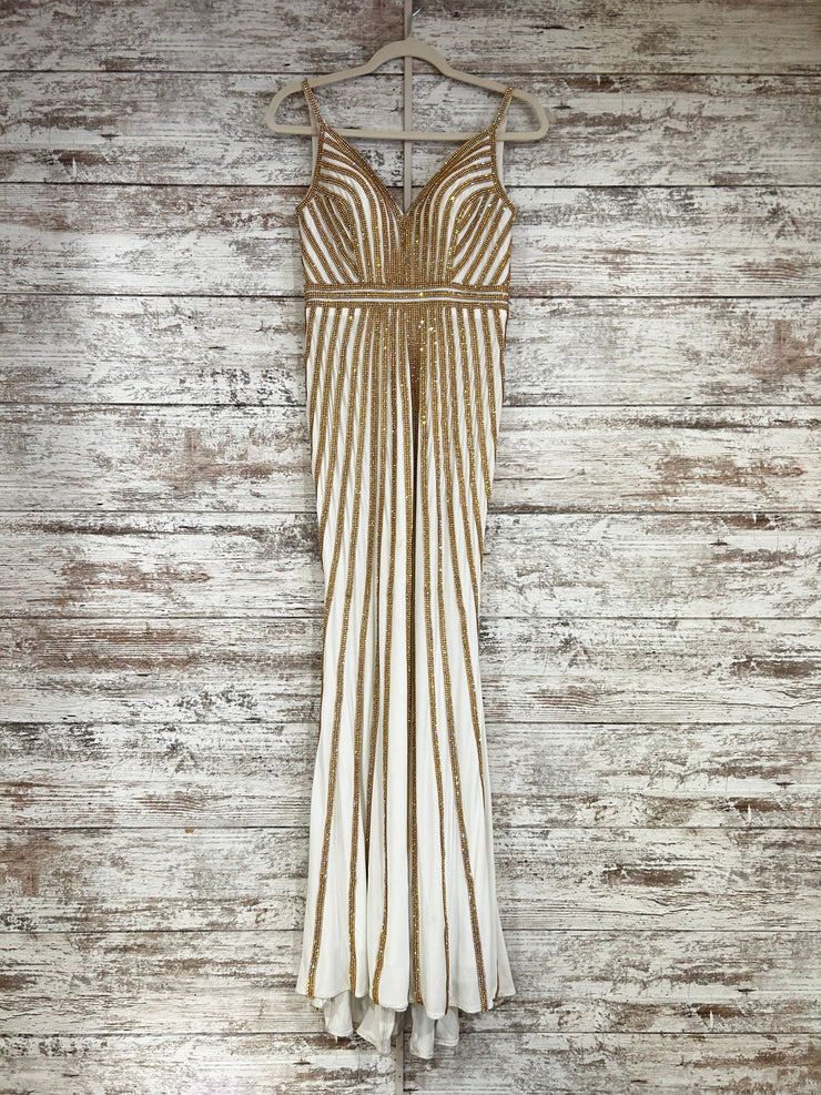 GOLD/WHITE SPARKLY  LONG DRESS