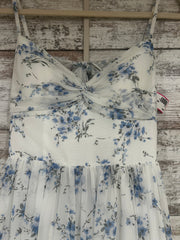 WHITE/BLUE FLORAL LONG DRESS