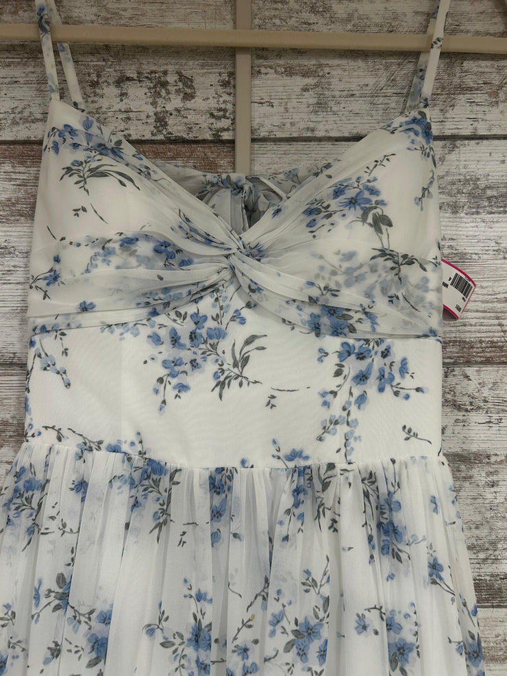 WHITE/BLUE FLORAL LONG DRESS