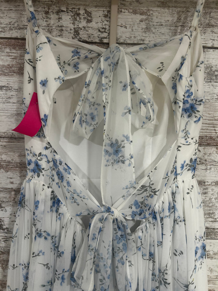 WHITE/BLUE FLORAL LONG DRESS